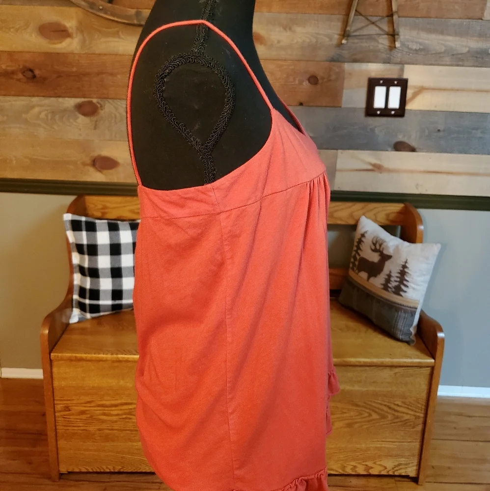 J Crew Ruffle Rust Orange Tank Top